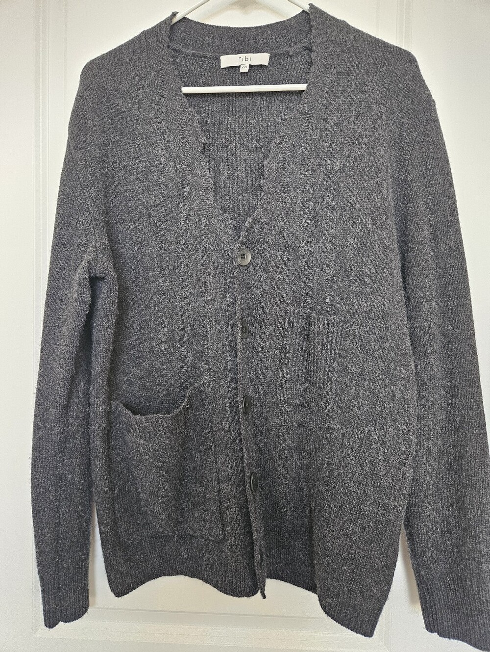 Tibi Soft Lambswool Distressed Cardigan - Picture 2 of 5